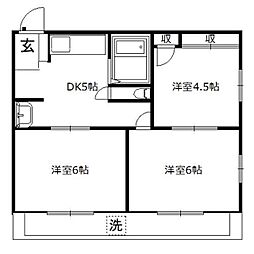光マンション 3階3DKの間取り
