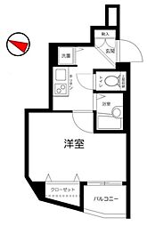 エクセリア都立大 1Kの間取図画像