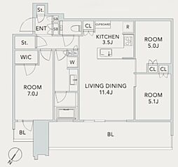 スカイズタワー&ガーデン 3LDKの間取図画像