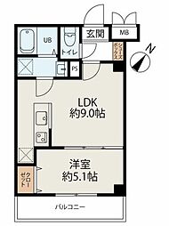 コネクトパークヒルズ新田町 1LDKの間取図画像