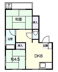 第13通南ビル 2DKの間取図画像