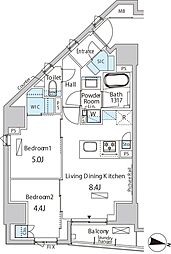 バウスフラッツ品川キャナルサイド 11階2LDKの間取り