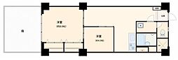 東中野秀和レジデンス 2DKの間取図画像