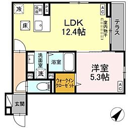Asset-Court曙町 1階1LDKの間取り