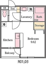 坂戸伊豆の山ハウス ワンルームの間取図画像