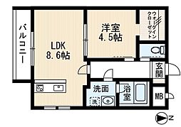 エスペランサ原 1LDKの間取図画像