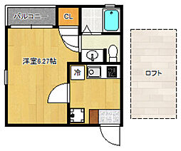 グラート箱崎 1Kの間取図画像
