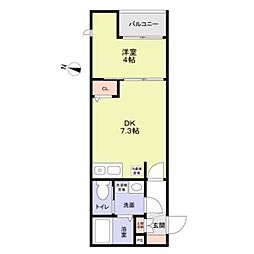 Ａｚｕｒｅ　Ｔｏｋｉｗａｄａｉｒａ（アジュール常盤平） 3階1DKの間取り