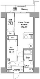 コンフォリア・リヴ豊洲キャナル 5階2LDKの間取り