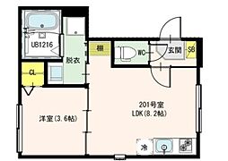 ＴＥＲＲＡＳ Ｋａｓａｉ 2階1LDKの間取り
