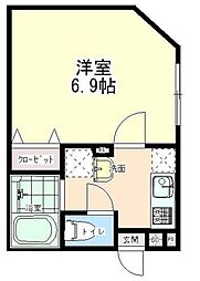 The Malie 東村山 1階1Kの間取り