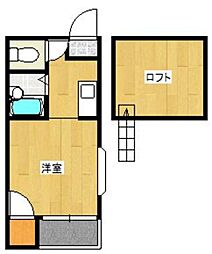 くじら館 1階ワンルームの間取り