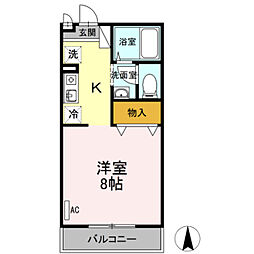 ハッピーライフ2 1Kの間取図画像