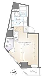 サクラスプリング高輪 9階ワンルームの間取り