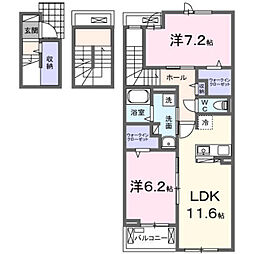 ボヌール・ド・コルザ 2LDKの間取図画像