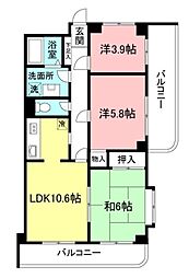 御殿山ハイツ 3LDKの間取図画像
