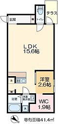 アルカンセル押上 1階1LDKの間取り