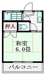 きしコーポ 2階1Kの間取り