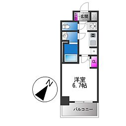 S-RESIDENCE堺湊駅前azure 1Kの間取図画像