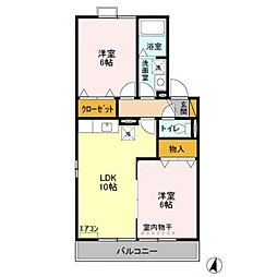 ルミエール壱番館 2LDKの間取図画像