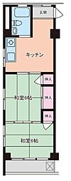 サンハイム 2Kの間取図画像