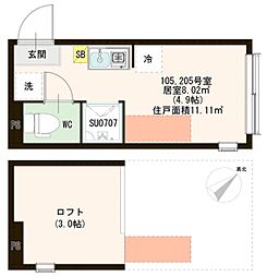Revesidence井草 ワンルームの間取図画像