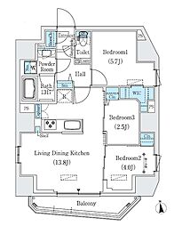 プライムブリス新御徒町 3LDKの間取図画像