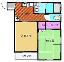 メゾンエクセリア 2階2Kの間取り