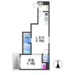 近鉄奈良線 若江岩田駅 徒歩5分の賃貸アパート 2階1LDKの間取り