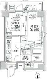 ルフレプレミアム町屋 2Kの間取図画像