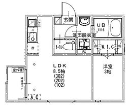 Astro Residence 西大宮 1DKの間取図画像