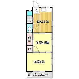 西泉荘 2DKの間取図画像
