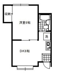 ベルメゾンメジロ 1DKの間取図画像