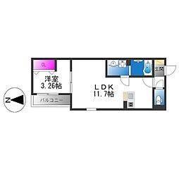 Fstyle一津屋1号館 1LDKの間取図画像