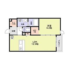 ヒンメルブラウ　野方 3階1LDKの間取り