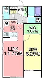 小田急小田原線 秦野駅 徒歩6分の賃貸アパート 1階1LDKの間取り