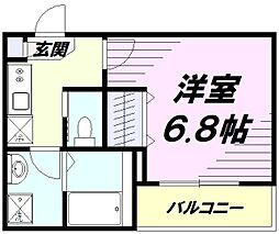 MELDIA青梅 3階1Kの間取り