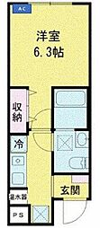 イーリス江古田 1Kの間取図画像