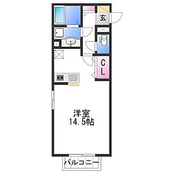 ソレアードi 1階ワンルームの間取り