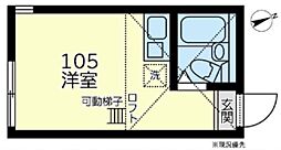 ユナイト市沢ジョアンマリオ ワンルームの間取図画像