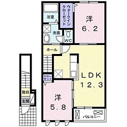 ボヌール・岩橋2 2LDKの間取図画像
