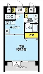 北馬込ハイツ ワンルームの間取図画像