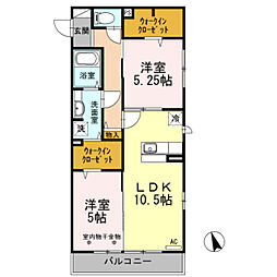 サンモールウチデ 2LDKの間取図画像