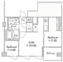 ルミーク北千住 5階2LDKの間取り