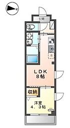 プレジ・マルトモ 1LDKの間取図画像