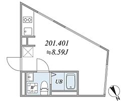 trias156 1Kの間取図画像