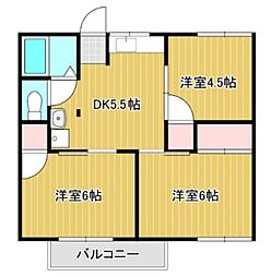 コーポ白山A棟 3DKの間取図画像