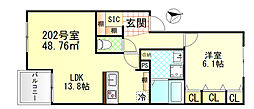 ヴィラージュ戸塚I 1LDKの間取図画像