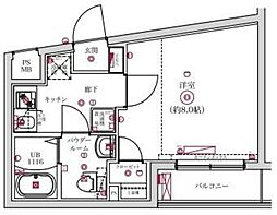 VERXEED α AYASE 2階1Kの間取り