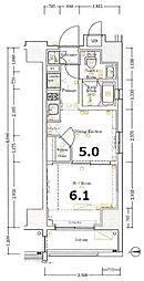 ジーベック東日暮里サウス 6階1DKの間取り